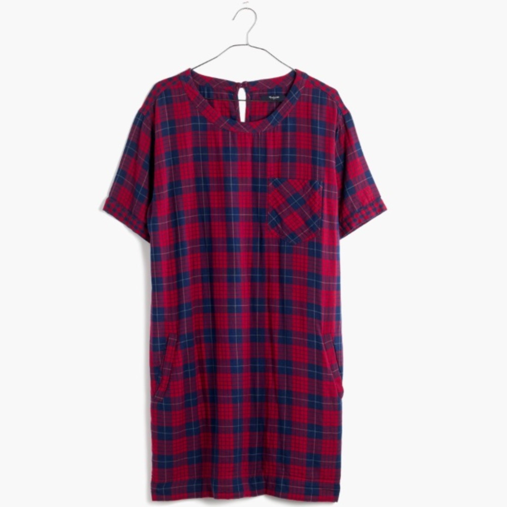 NWOT Madewell Edina Tee Shirt Mini Plaid Dress